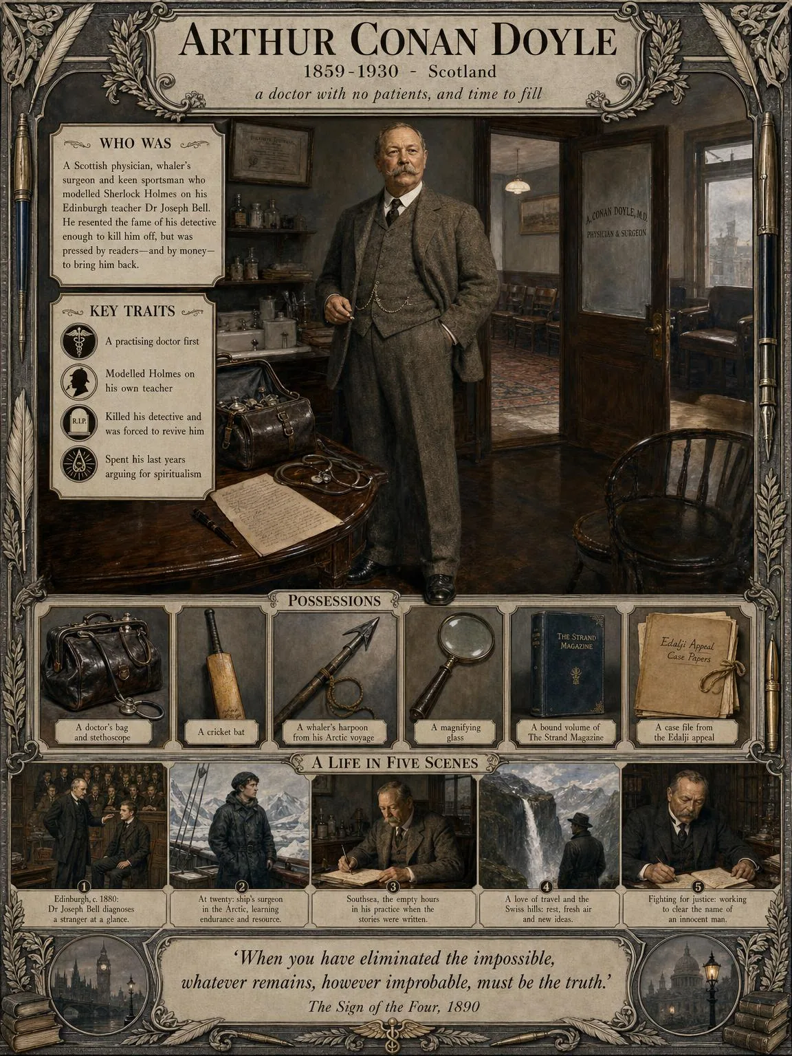 Arthur Conan Doyle — illustrated author plate