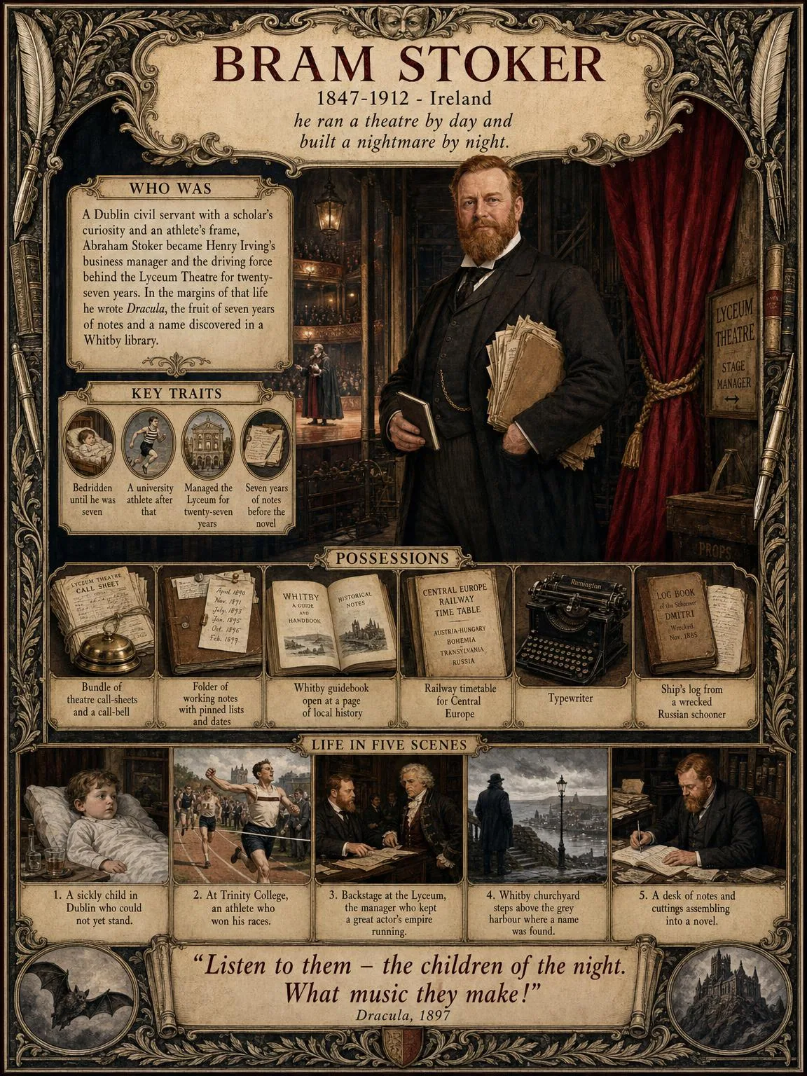Bram Stoker — illustrated author plate