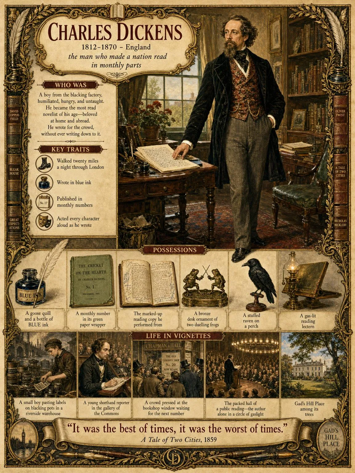 Charles Dickens — illustrated author plate