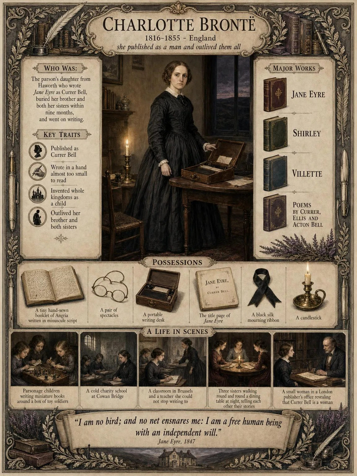 Charlotte Brontë — illustrated author plate