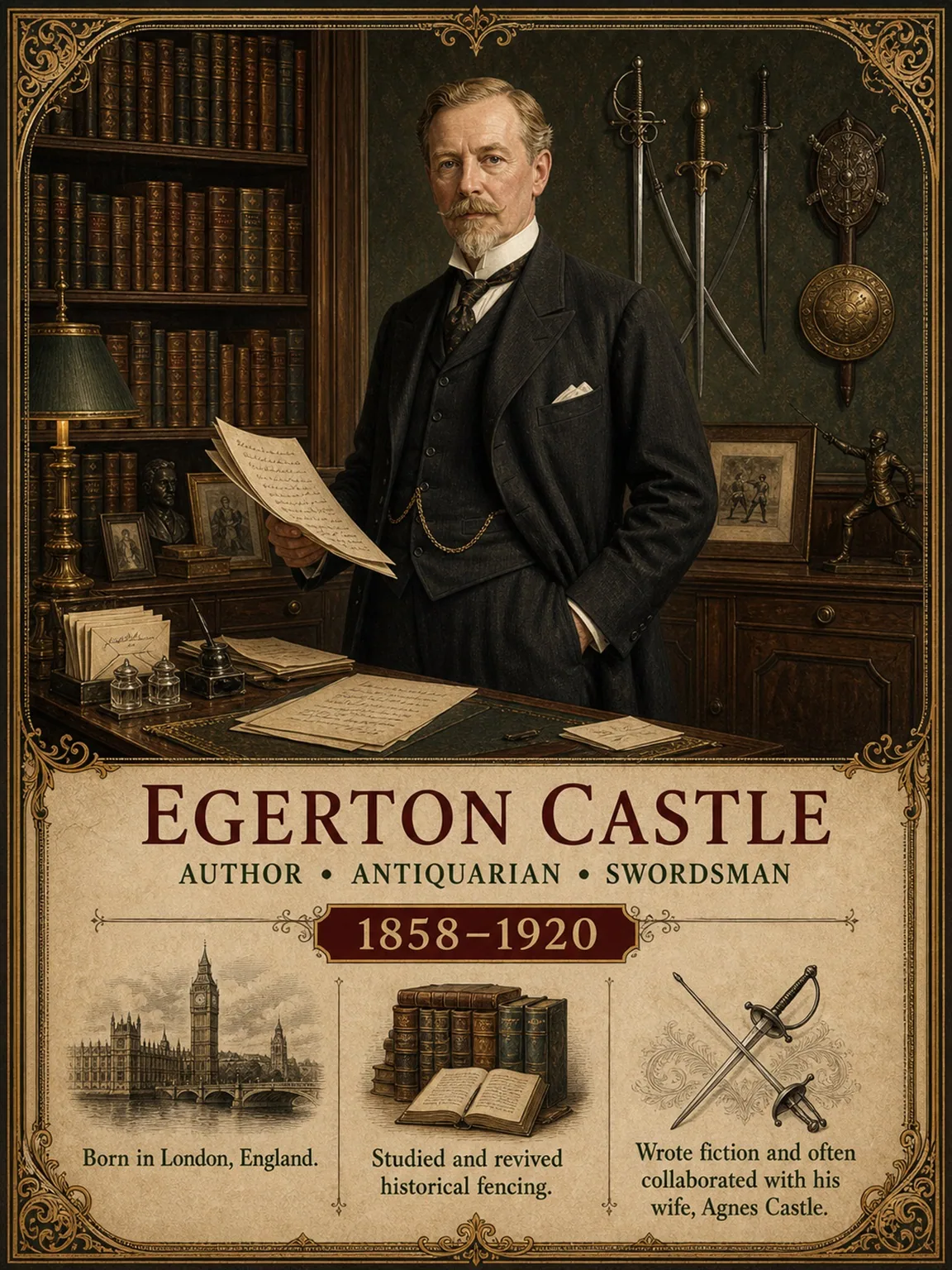 Egerton Castle — illustrated author plate