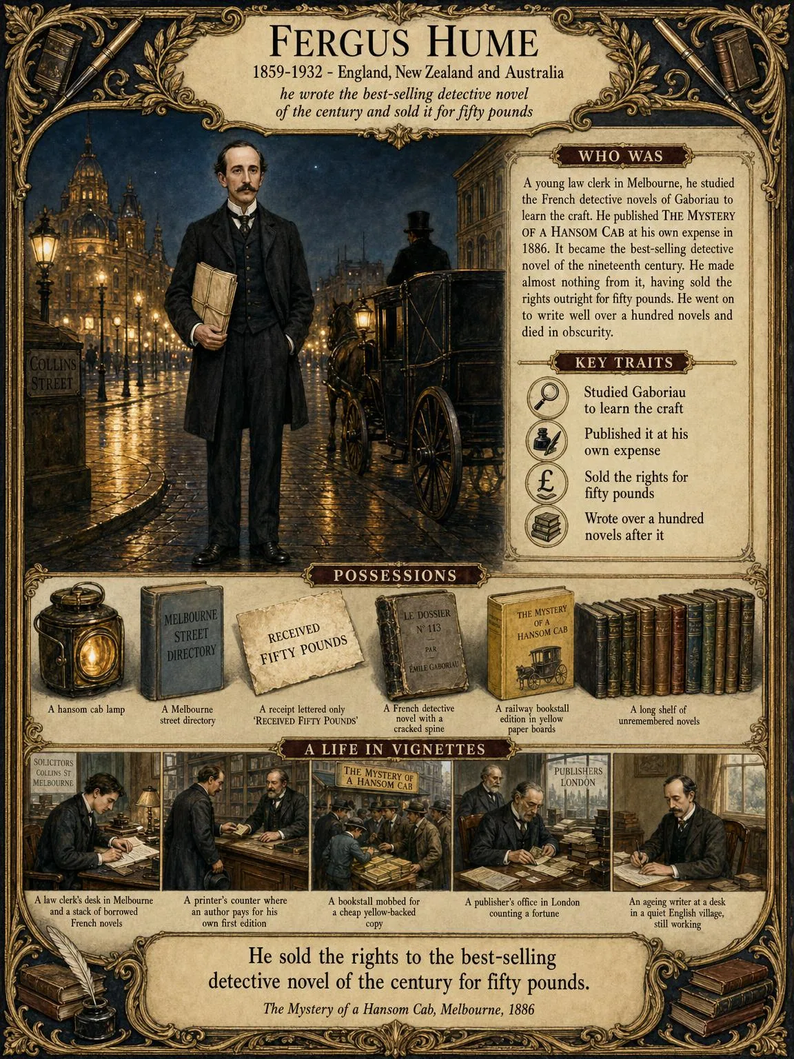 Fergus Hume — illustrated author plate