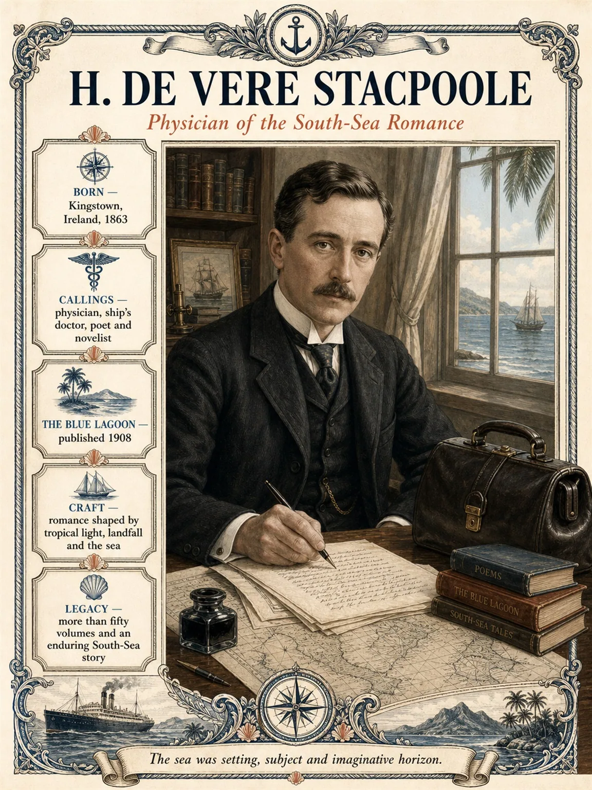 H. de Vere Stacpoole — illustrated author plate