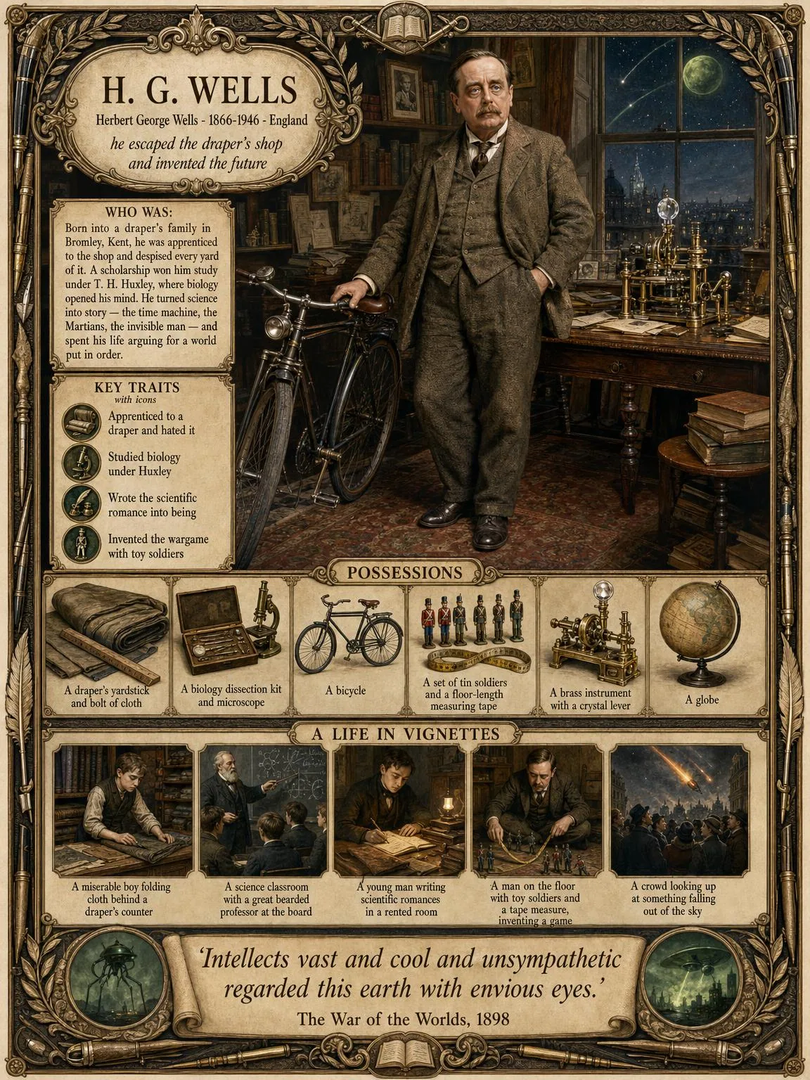 H. G. Wells — illustrated author plate