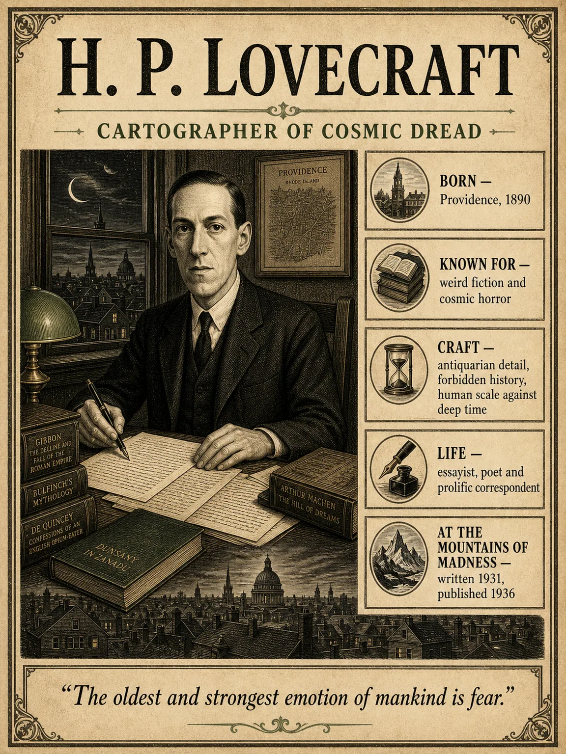 H. P. Lovecraft — illustrated author plate