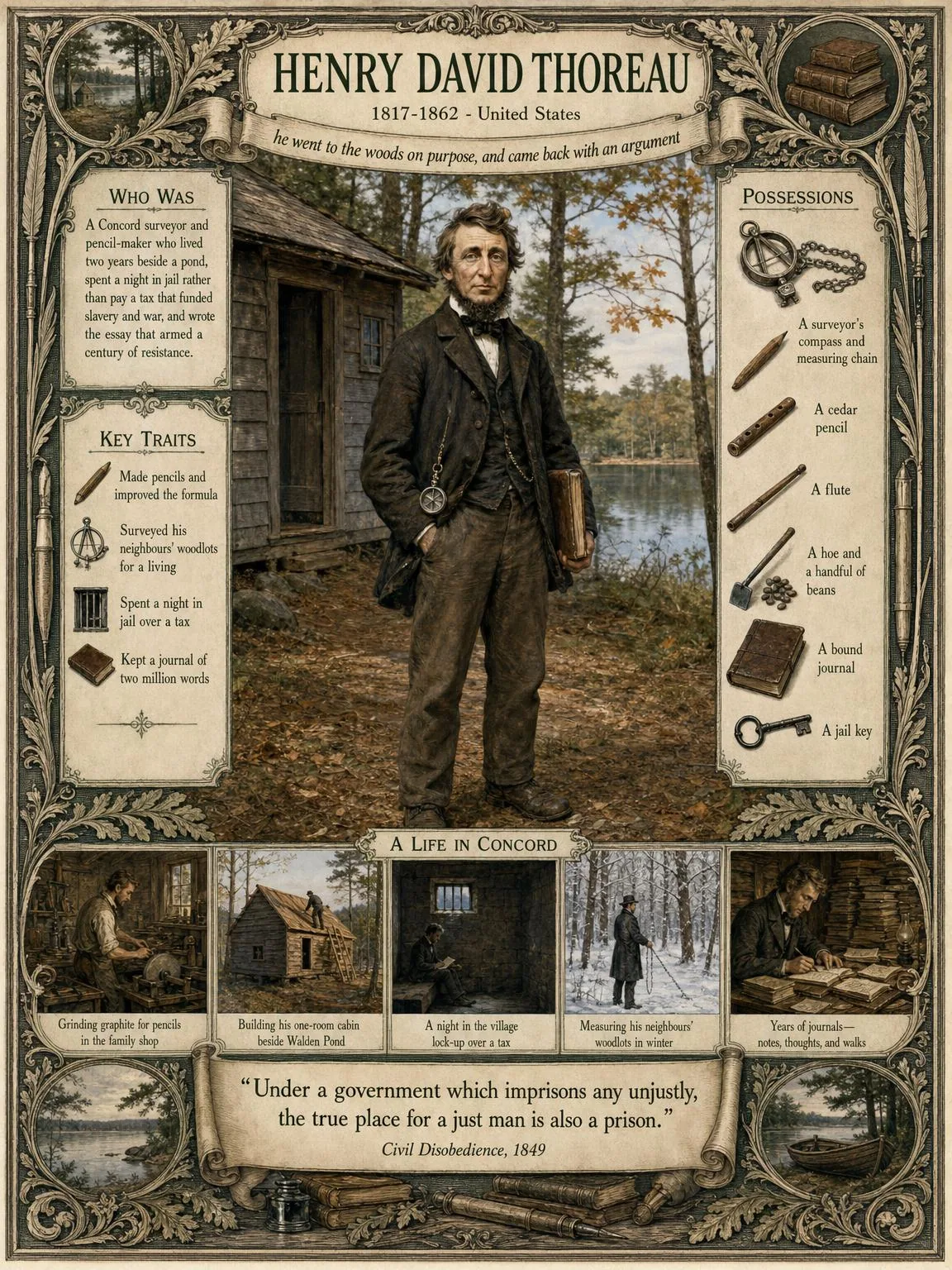 Henry David Thoreau — illustrated author plate