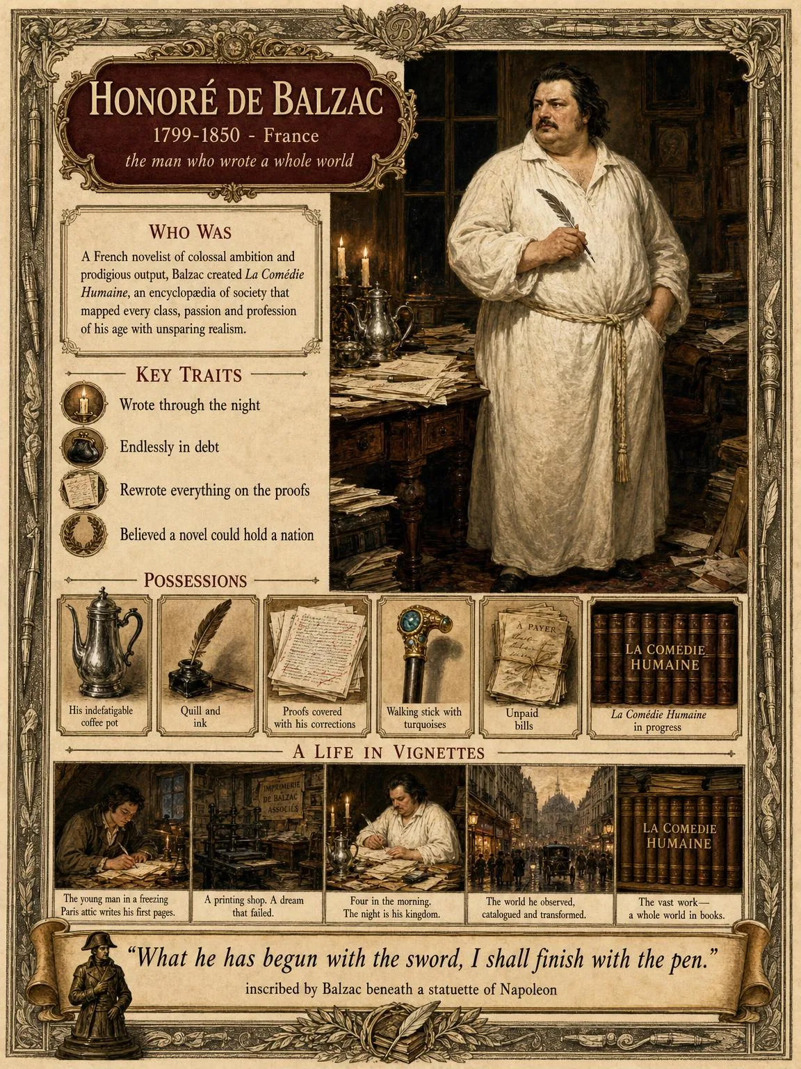 Honoré de Balzac — illustrated author plate