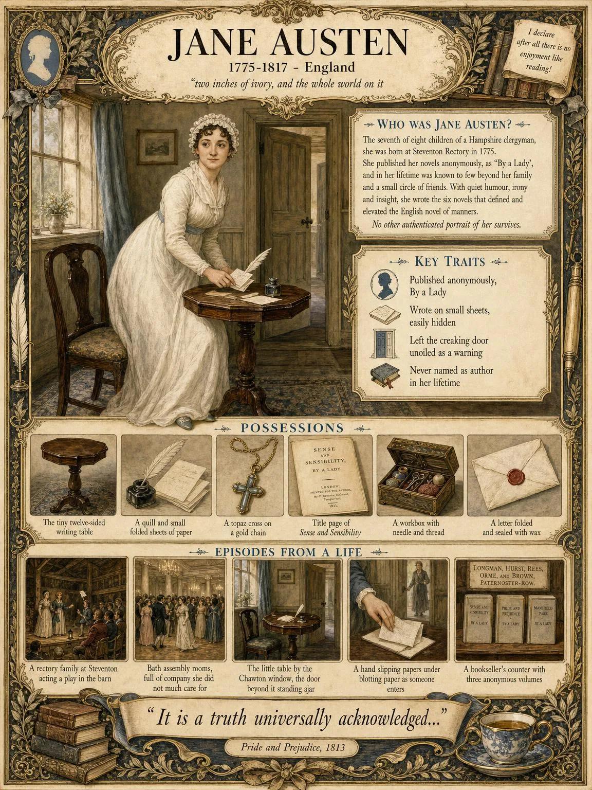 Jane Austen — illustrated author plate