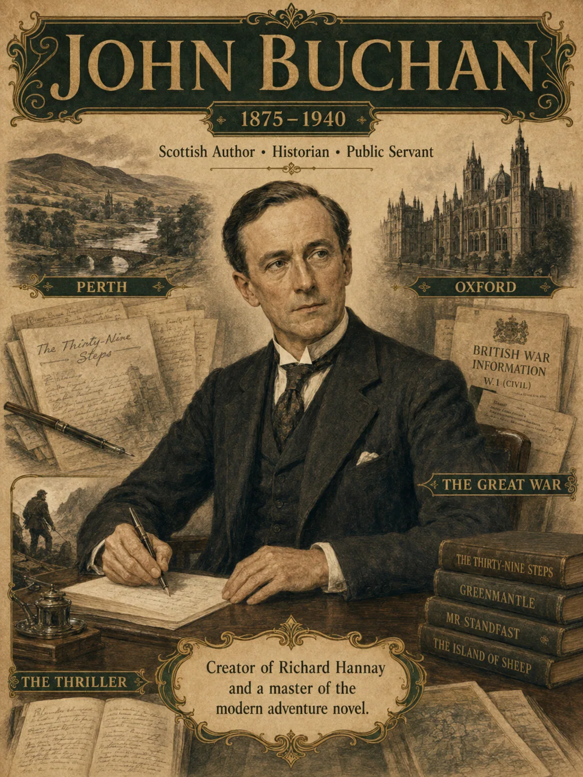 John Buchan — illustrated author plate