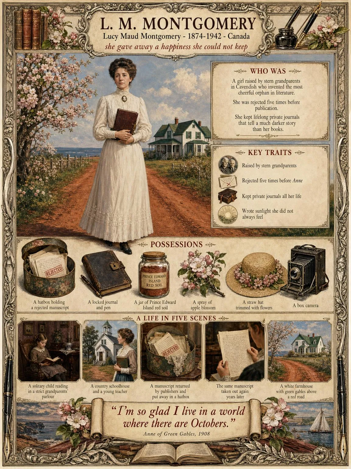 L. M. Montgomery — illustrated author plate