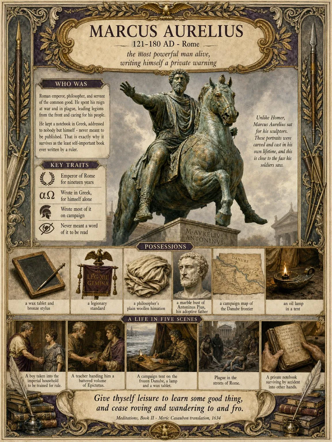 Marcus Aurelius — illustrated author plate