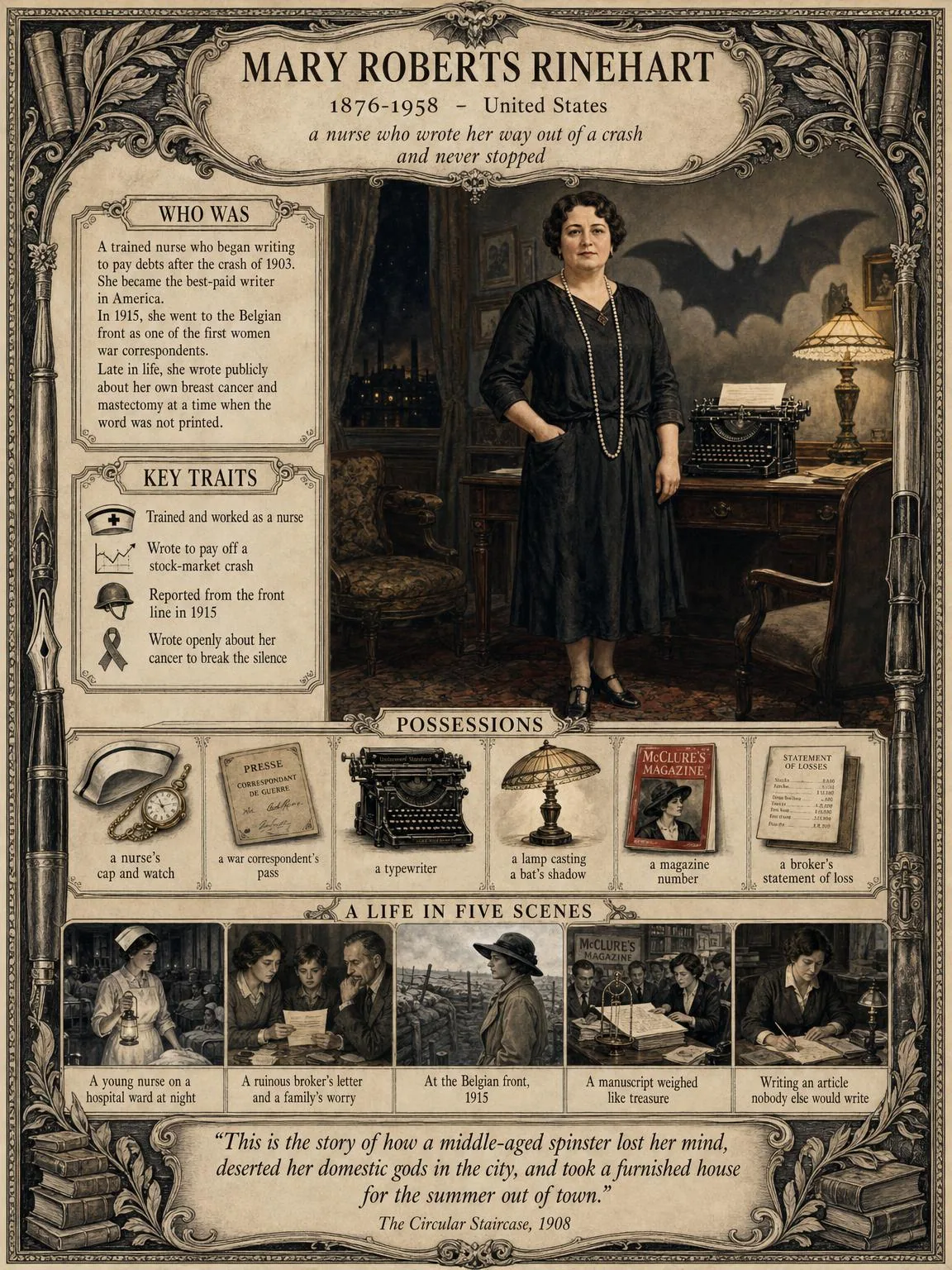 Mary Roberts Rinehart — illustrated author plate
