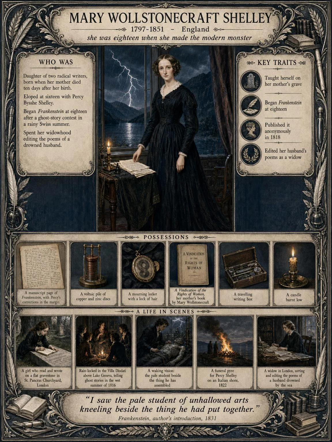 Mary Wollstonecraft Shelley — illustrated author plate