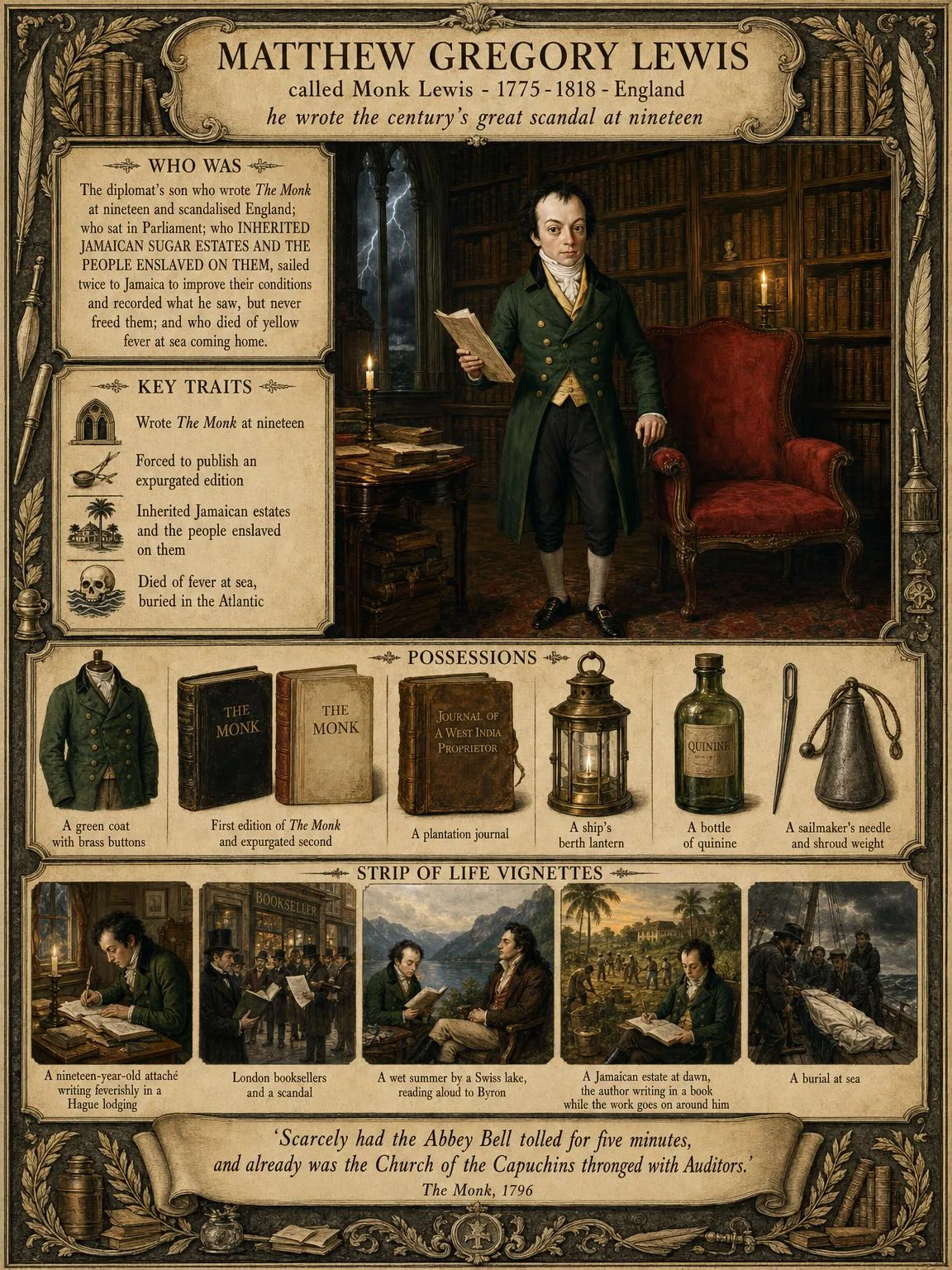Matthew G. Lewis — illustrated author plate