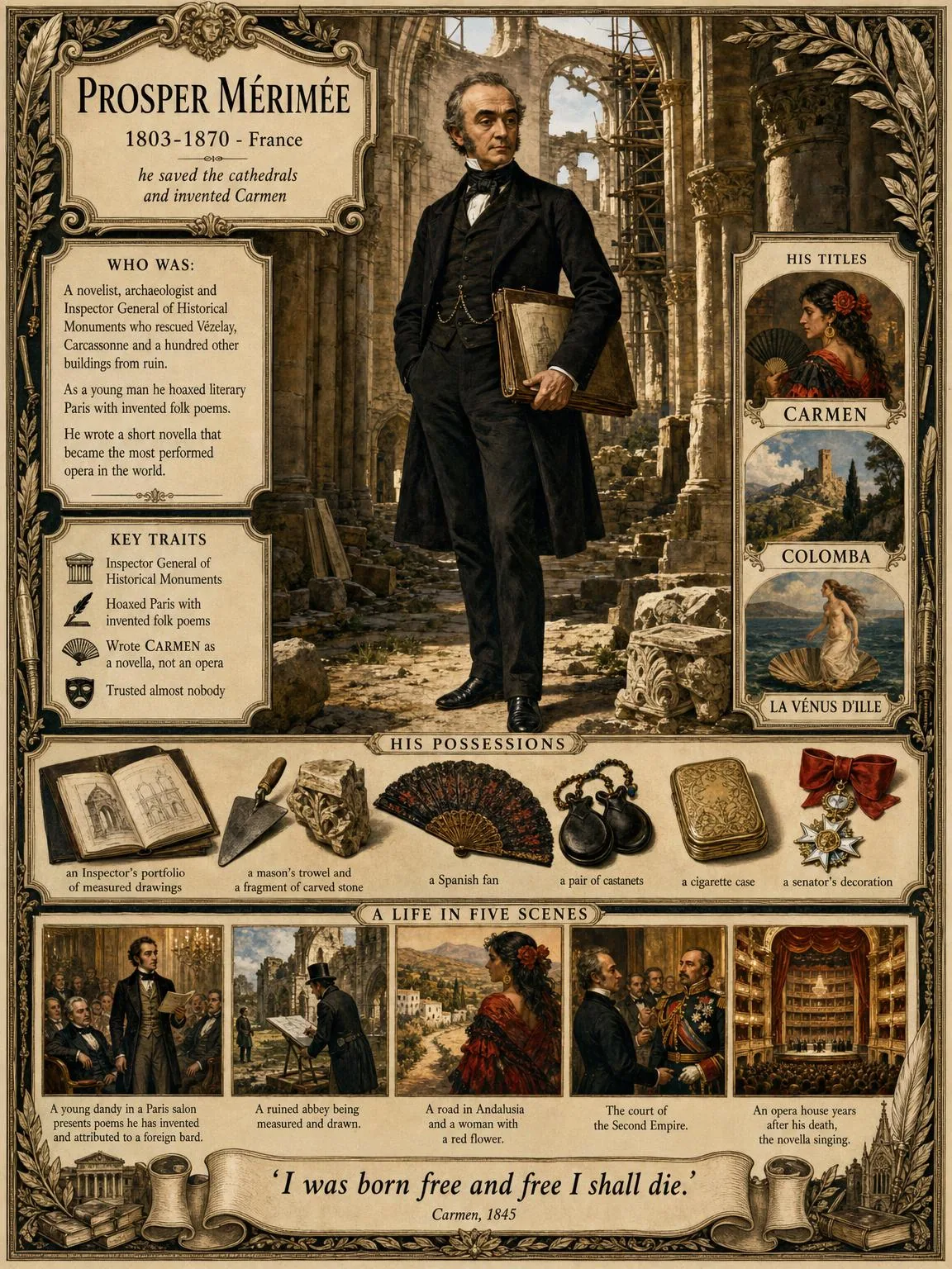 Prosper Mérimée — illustrated author plate