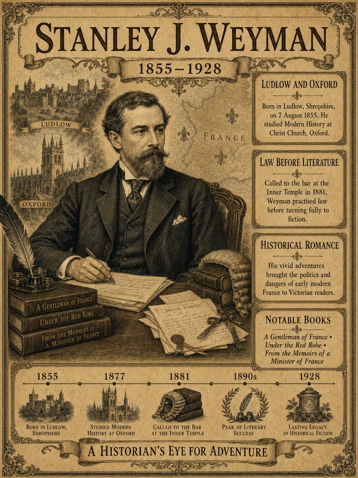 Stanley J. Weyman — illustrated author plate