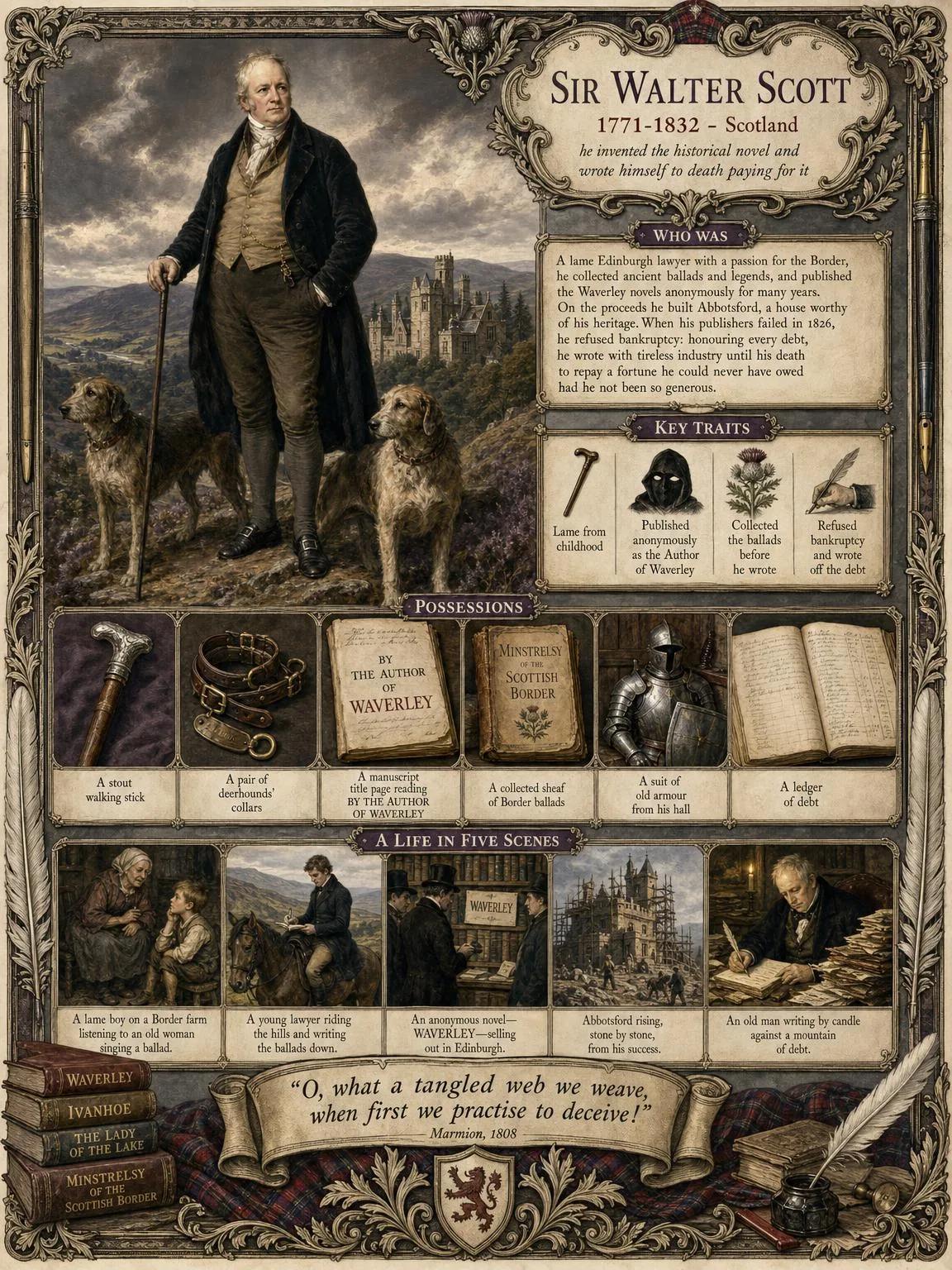 Sir Walter Scott — illustrated author plate