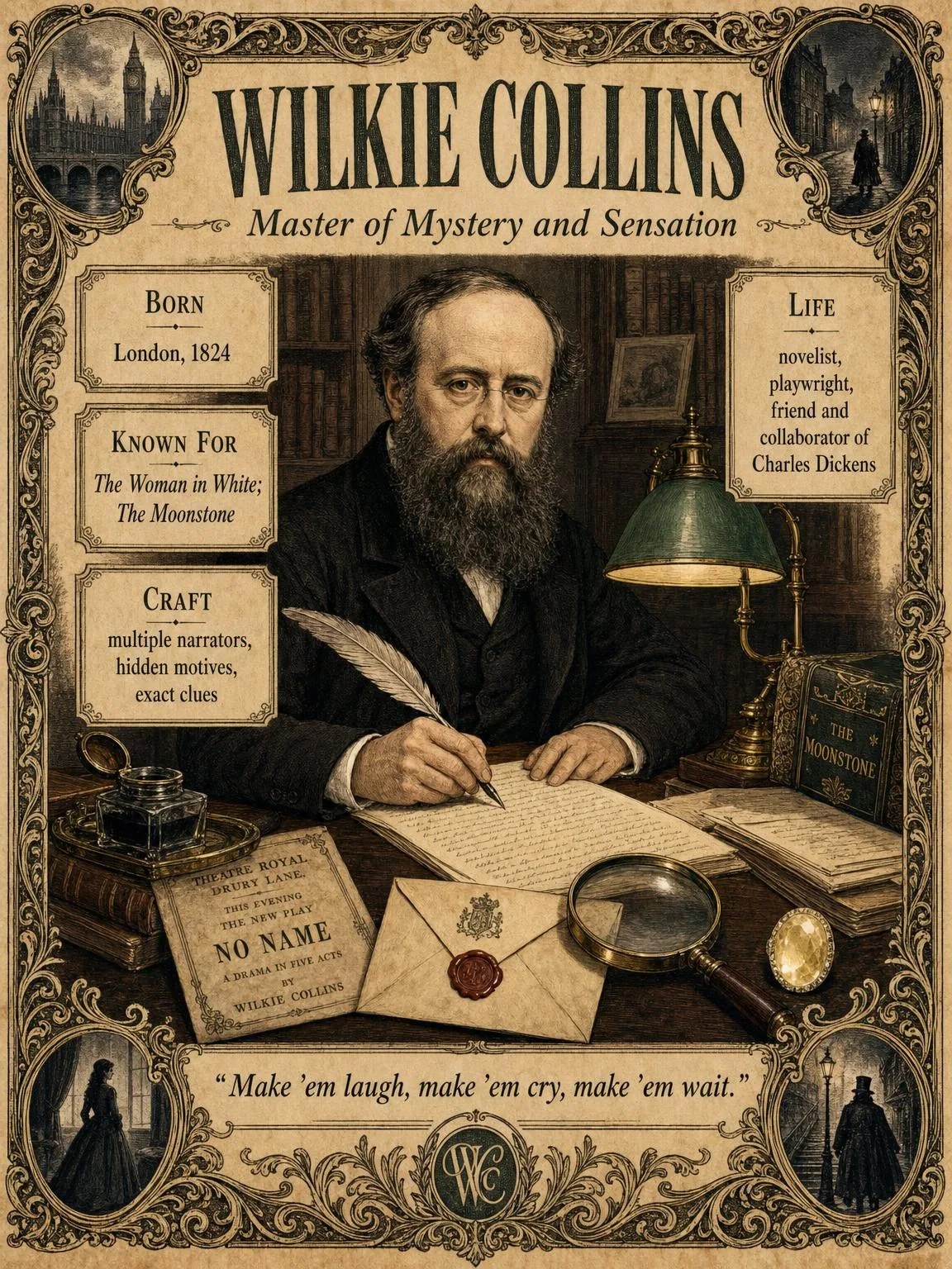 Wilkie Collins — illustrated author plate