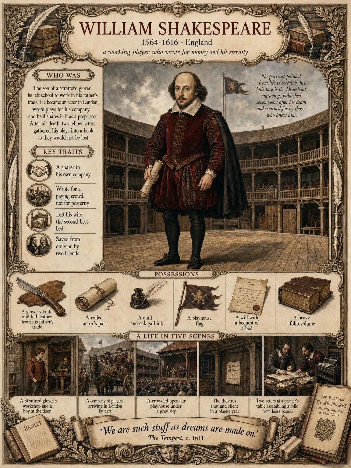 William Shakespeare — illustrated author plate